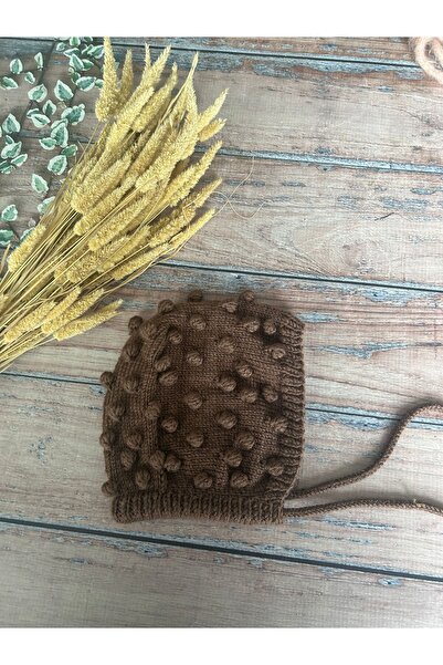 seraskids بونيه أطفال موديل الفشار البني - قبعة محبوكة يدويًا