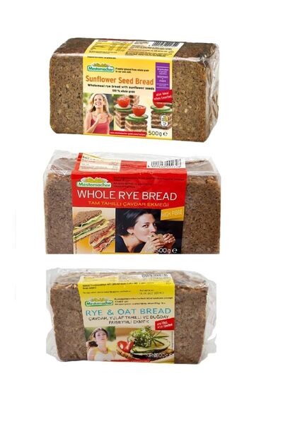 Mestemacher 3'lü Alman Ekmek Seti - Ayçekirdekli Çavdarlı, Tam Tahıllı Ve Yulaf Çavdar Ruşeymli Tam