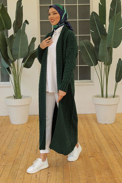 Pamuk Butik Γυναικεία Πλεκτή Ζακέτα Πλεκτό Ολόσωμο Δαχτυλίδι