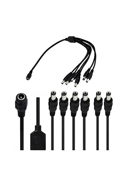 BASTORE 6 Soketli Dc Adaptör Çoklayıcı Kablo 5.5*2.1mm 1 Dişi 6 Erkek - 40cm