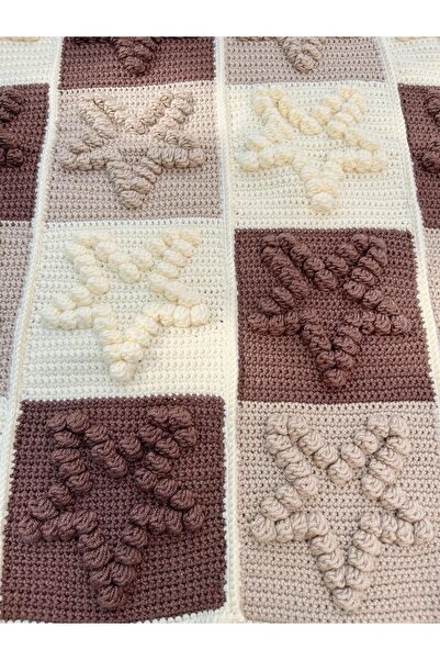 Berrak Alize Baby Best El Örgüsü Popcorn Yıldız Model Bebek Battaniyesi