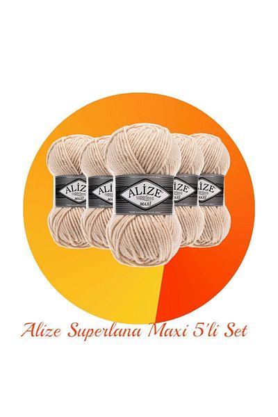 Alize Superlana Maxi Σετ 5 Χοντρό Πλεκτό Σχοινί 310 Μέλι