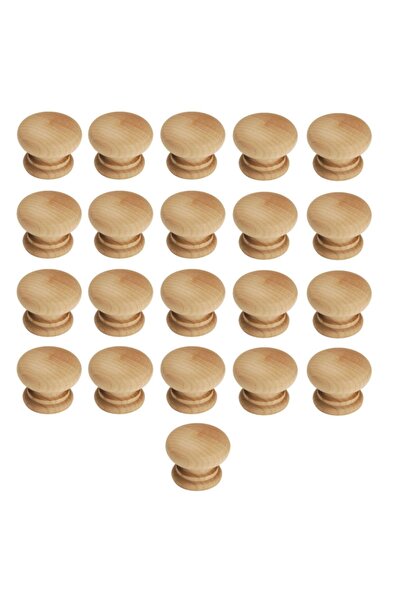 kralkulp 21 Pcs Furniture Handle, Natural Raw Wood Mushroom Button Handle
