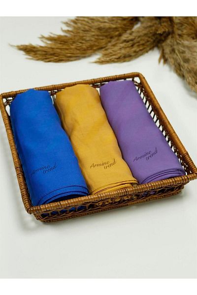 Armine Trend Işıl Shawl - Cotton - Ats4isl - Set of 3 - Warm Tones