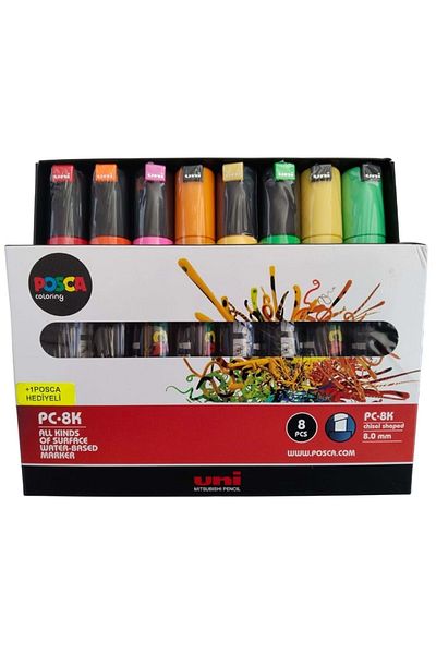 Unibal Uni-Ball Posca 7+1 Water Based Fluorescent Color Marer - Pc-8K