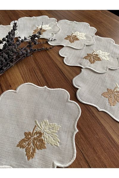 NURHAN HOME COLLECTION Πετσέτα παρουσίασης κοκτέιλ 6 τεμαχίων με μοτίβο καφέ