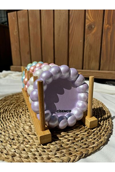 Çisem Lila Mor Sedefli Bubble Bardak Altlığı Dekoratif Beton Tabak Altlık Sun...