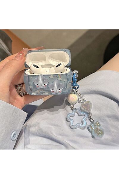 KVK PRİVACY Pro 2. nesil uyumlu Premium Mavi Yıldız Işıltılı Kulaklık Kılıfı