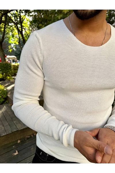 elkumoda Pulover tricotat Pulover din bumbac natural anti-pilling Tricoturi slim Fit Pulover de corp
