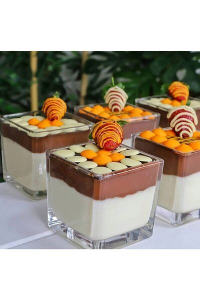 SIGMA GLASS 9x9 Cm Mega Size 6-piece Square Cube Ice Cream Bowl - Glass Magnolia Cup