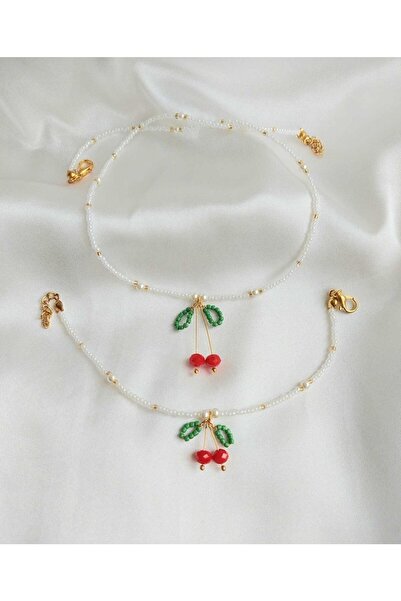 REN AKSESUAR Cherry Necklace Bracelet Set