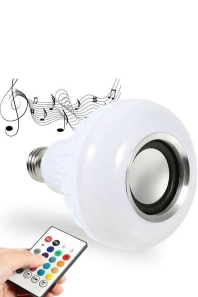 Modaba Gece Lambası Bluetooth Hoparlör Rgb Ledli Lamba Kumandalı Mp3 Çalar Ampul Renkli Ampul