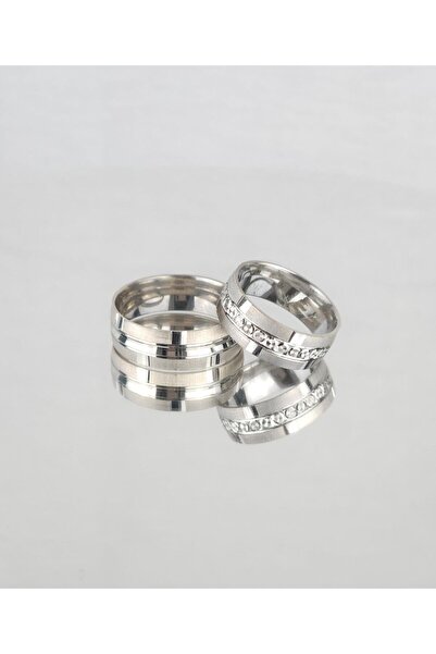 Gri Gümüş Işıltılı Sevgi Birleşimi 925 Ayar Gümüş Alyans, Nişan Ve Söz Yüzüğü