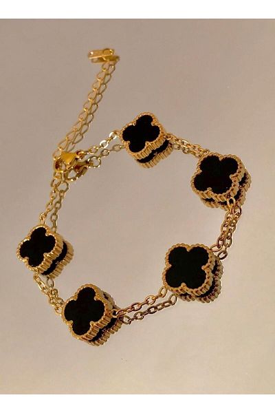 Opia JEWELRY سوار من الفولاذ الأسود على الوجهين