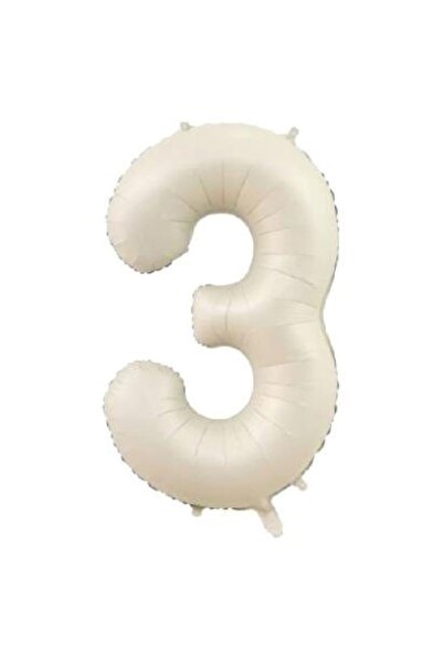 asöy رقم بيج كريمي لعمر 3 سنوات - بالون فويل متوسط الحجم 76 سم، بالون فويل مت...
