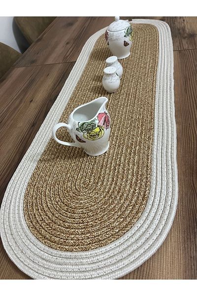 Namteks American Service Jute and Wicker Charger Set - Plate Base, Runner, Bread Basket