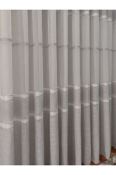 MebelPort Curtain Luxury Bamboo Floor - Tulle Swivel (1/3 Size Tubing Pleated Corner), Light Gray Color