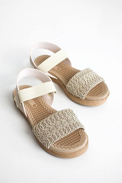 star shoes Sandale damă elastice împletite bej