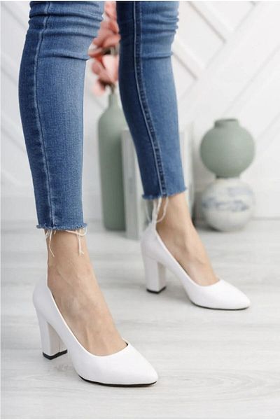 Armada White thick heels women's stiletto