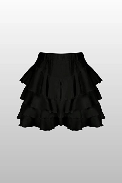 FUWEAR 2'li Siyah Beyaz Fırfırlı Yazlık Mykonos Mini Etek