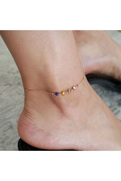 leargia Colorful Anklet with Stone Detail