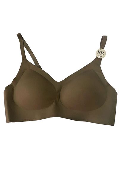 F.K Fk Laser Cut No Underwire Sponge Detachable Grafik Khaki Bra - 1241