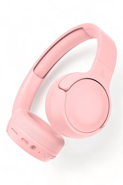 POLYGOLD Bluetooth Kablosuz Kulaklık Kulak Üstü Pembe ios Android Uyumlu Mikrofon Ses BT