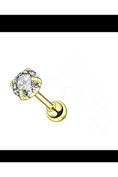 Arescollection Cerrahi Çelik Tek Taş Piercing Küpe