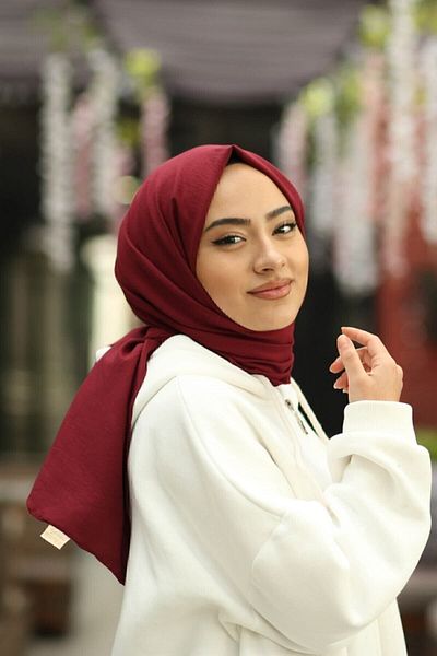 Organic Hijab Bumbac Kraş Jazz Shawl Model - visiniu