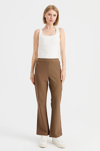 Desen Triko Colanți evazați cu talie elastică de damă Pantaloni Camel