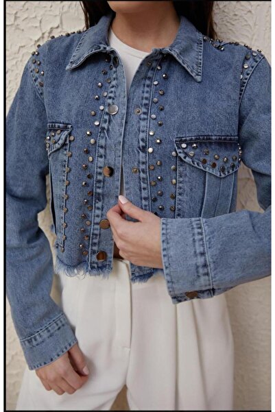 Nu Ku Collection Taşlı Kısa Kot Ceket