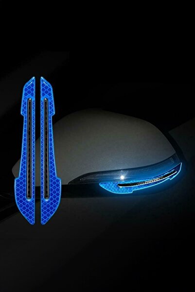 AfterTimes Blue Car Mirror Crash Protector Colorful Reflective Strip