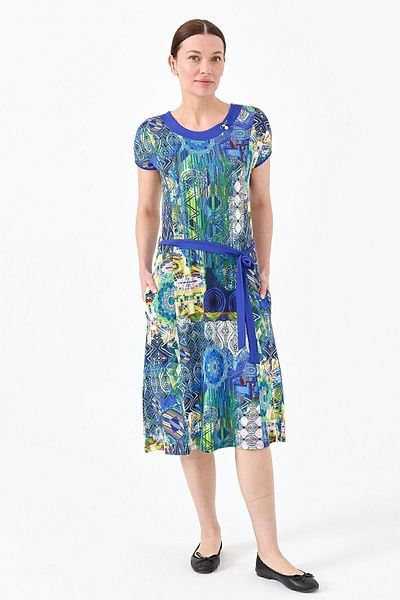Desen Triko Rochie de damă din bumbac pieptănat cu decolteu și model Saks