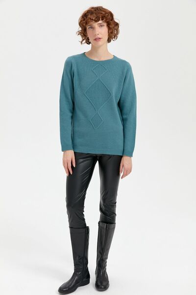 Desen Triko Πλεκτό Μαύρο Πουλόβερ Μαύρο Μάλλινο Μόσχας - Ολόσωμο λαιμόκοψη, χωρίς ραφές