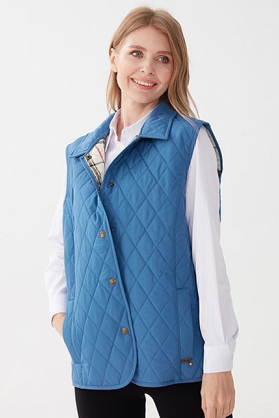 Desen Triko Women's Quilted Vest Light Blue