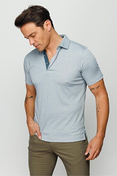 Desen Triko Ανδρικό μπλουζάκι με γιακά πόλο γκρι