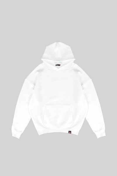 Sekizbiraltı Basic White Oversize Unisex φούτερ με κουκούλα