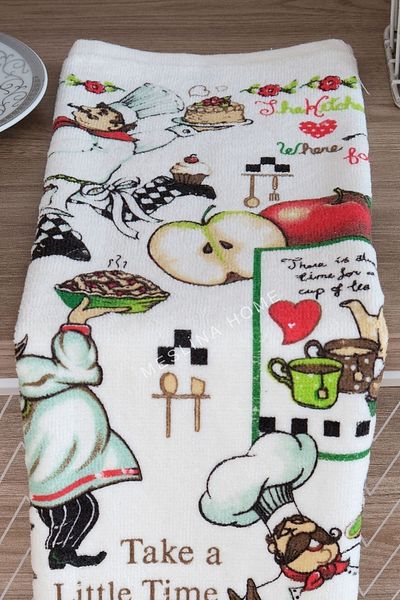 Meslina 30x50 Cm Prosop De Bucătărie Imprimat Măr și Bucătar - Pânză De Uscare