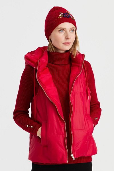 Desen Triko Women's Embroidered Wool Beret Red.