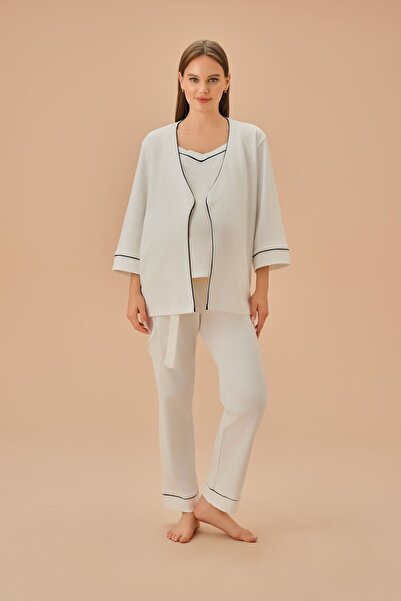 SUWEN Set de pijamale de maternitate și de maternitate Pearl - trei piese