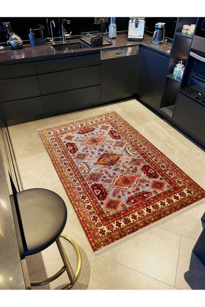 Rugs Modern Halı Συλλογή Leyla: Πολύχρωμο, υφαντό χαλί με έθνικ μοτίβο και μο...