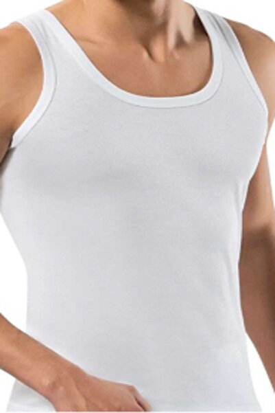 Erdem Erkek Beyaz Ribana Atlet %100 Pamuk  3'Lü Paket