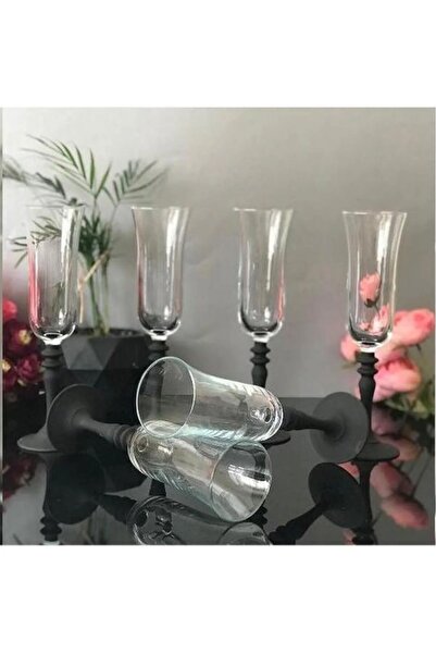 P H Panayır Home Paşabahçe 6 Lı Set Siyah Ayaklı Kahve Yanı Su Bardak Takımı Kadeh 175 Ml.