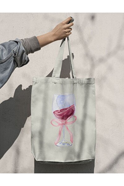 redame Wine Şarap Coquette Bows Kurdeleler Y2K Retro Unisex Bez Çanta Tote Bag