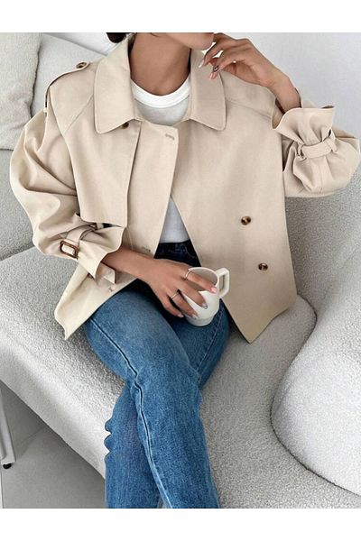 POD Biker Style Short Trench Coat