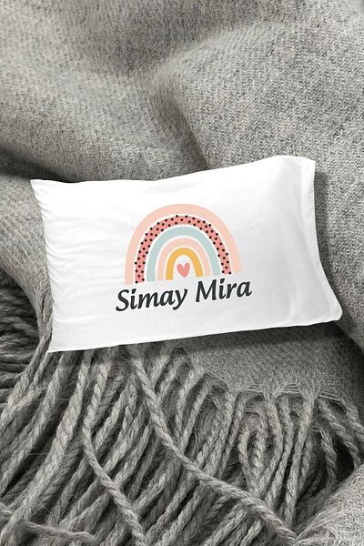 Hediyenza Bohemian Rainbow Printed Written Decorative Children's Pillow Case 50x70 Cm 1 Piece - White