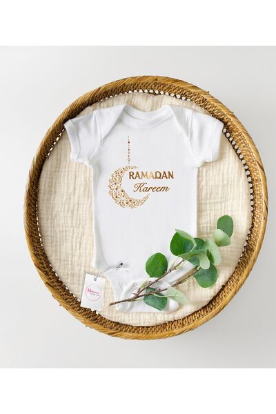 Hediyenza ترحيب رمضان نص ذهبي Ramadan Kareem مطبوع من القطن للأطفال