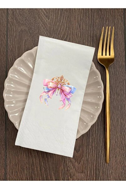 Hediyenza Romantik Kurdele Fiyonk Baskılı Sunum Peçetesi Romantic Bow Napkins...