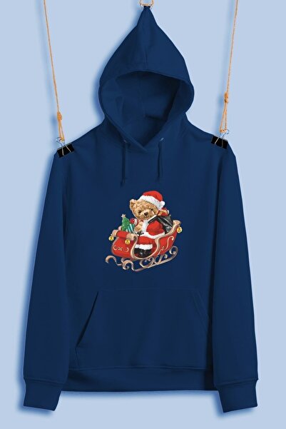 Hediyenza Різдво Новий рік Ведмедик Тедді Унісекс Капюшон Товстий світшот