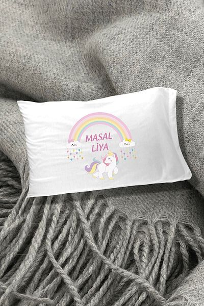 Hediyenza Unicorn Rainbow Patterned Children's Pillow Case 50x70 Cm - White 1 Piece